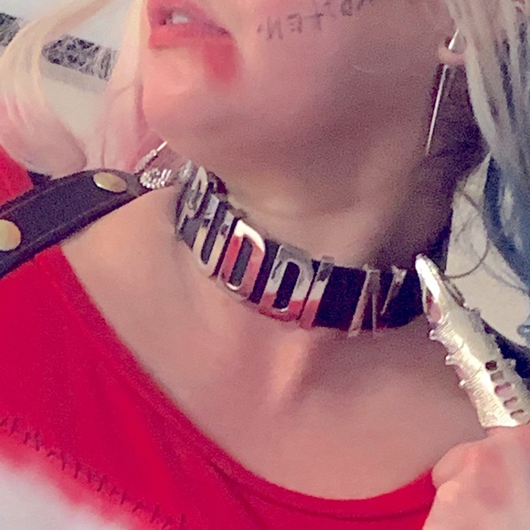 Harley Quinn Puddin collar black silver hardware - Picture 3 of 9